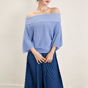 Nouveau T-shirt plissé Miyake 2026 pour femme – Haut décontracté à manches longues, imprimé et plissé, coupe ample et tendance - Product Image 4