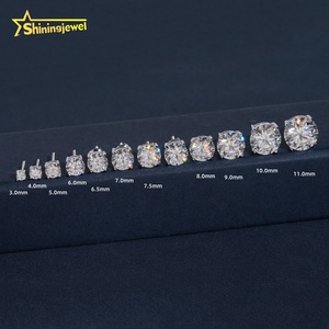 Bijoux fantaisie, boucles <span class=keywords><strong>d</strong></span>'oreilles clous en argent sterling 925, <span class=keywords><strong>solitaire</strong></span> classique à 4 griffes, diamants moissanite couleur <span class=keywords><strong>D</strong></span>, VVS, 1 ct, 2 ct, 3 ct - Product Image 5