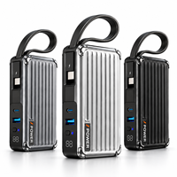 Chargeur secteur GaN 65W, batterie externe 10000mAh, charge rapide, chargeur portable, câble USB-C intégré, prise pliable remplaçable