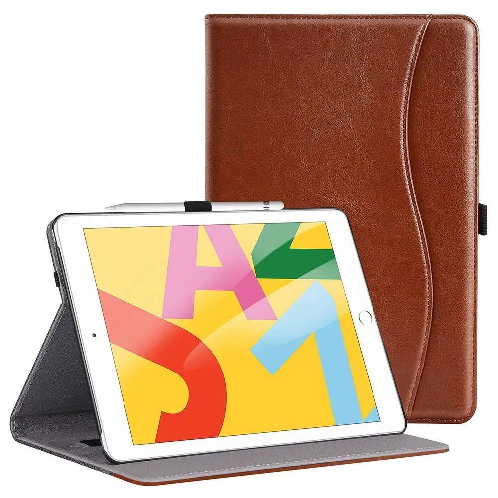 Fit for 2018/2017 new iPad 9.7 inch Folio Stand PU Leather tablet Case with hand strap and document pocket