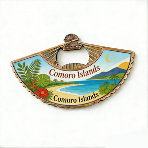 Souvenir touristique <span class=keywords><strong>des</strong></span> îles <span class=keywords><strong>Comores</strong></span>, aimant de réfrigérateur personnalisé en forme d'éventail en alliage de zinc - Product Image 6