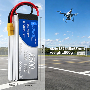 Batterie Lipo 6S 22.8V 8500mAh 100C Haute Décharge, Accessoires et Pièces Détachées pour Avion, Voiture, Bateau RC 102050 - Product Image 5