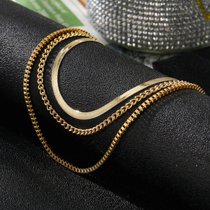 KISSWIFE-Cadena de <span class=keywords><strong>serpiente</strong></span> de lujo, cadena en O, collar de combinación chapado en oro, collar de tres capas, joyería de fiesta - Product Image 4