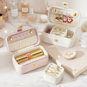 Portable Mini Velvet PU Leather Simple Travel Jewellery <strong>Storage</strong> Gift Box 9.5x5x5cm Earrings <strong>Ear</strong> Chains Lipstick <strong>Ring</strong> <strong>Storage</strong> - Product Image 5