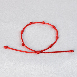 Top Selling Christian Bohemian Lucky Red String Seven Knots Braided Wrap <b>Bracelet</b> Silver Plated Gift - Product Image 5