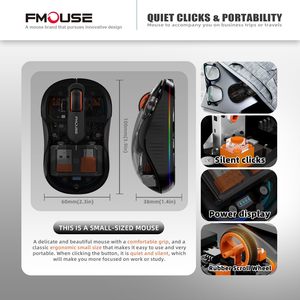 Transparent <b>Wireless</b> Mouse Tri-Mode Black Rechargeable Silent mouse 3 Devices Portable mice for Desktop Laptop Pad <b>PC</b> - Product Image 6