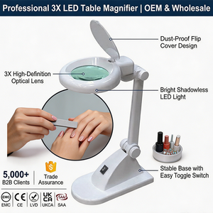 Adjustable 3X LED <b>Table</b> Lamp with Dust Proof Flip Cover and Stable Base for Beauty Salon Eyelash Extension Art - Product Image 1