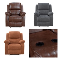 Fauteuil inclinable manuel en tissu technique, fauteuil inclinable individuel avec massage et lumière LED, fauteuil pivotant pour salon