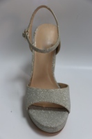 Dernières chaussures de mariée à bride cheville argentées à paillettes pour femmes, bout ouvert, talons épais, plateformes, sandales à talons hauts pour mariage