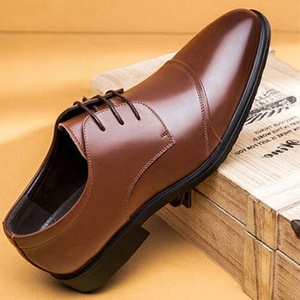 Chaussures habillées décontractées pour hommes en cuir PU, à lacets, semelle extérieure Oxford, bout fermé, antidérapantes en caoutchouc massif pour le printemps - Product Image 3