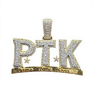 Pendentif Lettre Personnalisée Classique Hip Hop pour Homme, en Argent Massif 925 Plaqué Or Rose, avec Moissanite et Griffe de Fixation - Product Image 1