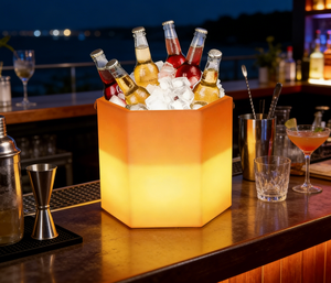 Commerciële promotie plastic wijnkoeler 16 RGB LED ijs emmer hexagon ijs emmer standaard champagne koeler ijs houder voor bar gereedschap - Product Image 3
