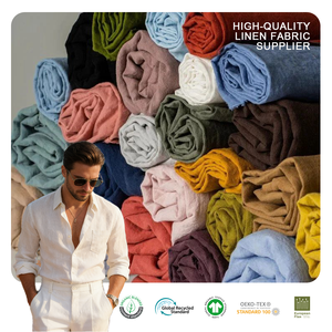 Tissu en Lin et Coton 55% Lin 45% Coton, Frais et Confortable pour l'Été, Tissu pour Vêtements en Lin, Certifié GOTS - Product Image 1