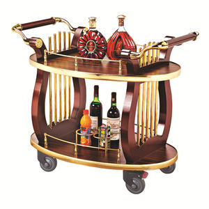 Chauffeur de vin de <span class=keywords><strong>harpe</strong></span> poussant le service de vin Hôtel Trolley Restaurant Deux étages Livraison de luxe Redwood Classic Gold 10L Capacité Voiture - Product Image 2