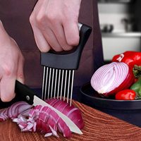 Roestvrij Staal Ui Houder Slicer Groente Aardappel Tomaat Vlees Slicer Cutter Ui Snijgereedschap Voor Snijden