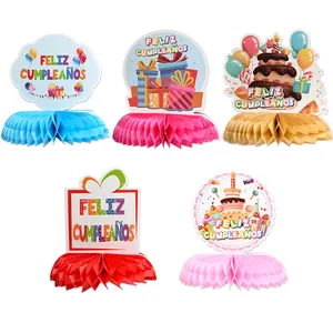 5件生日装饰品用品彩色蜂窝球婴儿淋浴儿童生日派对摆件