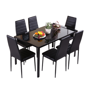 Simple Design Popular Sale Home Kitchen Sets PU Leather <b>Chair</b> and Glass <b>Dining</b> Table - Product Image 2