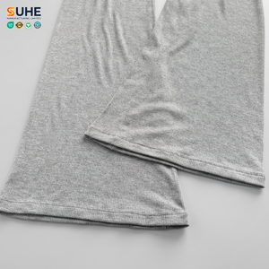 SUHE OEM ODM Ribbed Modal Spandex Elastic Waist Loose High Waist Flare Leggings Womens Yoga Bootcut Summer <b>Pants</b> - Product Image 6