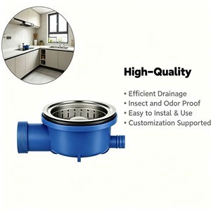 Scarico per Lavello Orizzontale a Doppio Strato Personalizzabile, Scarico da <span class=keywords><strong>Cucina</strong></span> in Plastica-Acciaio con Troppopieno, Supporto OEM - Product Image 1