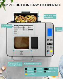 Euhomy 25-in-1 sản xuất bánh mì Máy 2lb breadmaker bánh mì máy với Nut Dispenser và nấm men Dispenser - Product Image 4