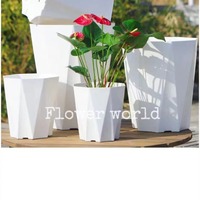 Jardinières décoratives en plastique, pots de fleurs, grands pots émaillés d'extérieur, pas chers, grande taille, utilisables avec des fleurs/plantes vertes, forme ronde