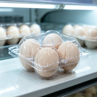 Boîte à œufs en plastique transparent à 4 compartiments, avec couvercle rabattable, jetable et empilable, pour l'emballage des œufs à l'hôtel, au café, à la maison ou pour le petit-déjeuner.