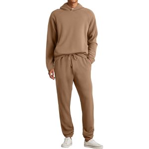 Mens Textured <b>Tracksuit</b> Set Hoodie Sweatshirt And Sweatpants Casual Autumn Wear Breathable Full Sleeve Adult Men's Outfit - Product Image 1