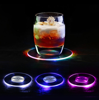Sous-verre LED transparent réutilisable avec logo personnalisé, lumineux, pour cadeaux de fête et événements - Durable, en gros