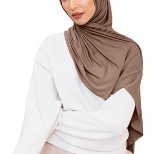 Luxuriöser Premium Jersey Hijab Einfarbiger Warmer Dicker Winter Dehnbarer Jersey Baumwoll-Hijab Schal Maxi Damen Schultertuch Dubai Kopfbedeckung Turban - Product Image 1