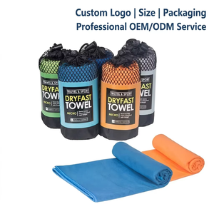 Lot de serviettes de sport en <span class=keywords><strong>microfibre</strong></span> personnalisables avec logo, séchage rapide, absorbantes, avec sac de transport en filet pour athlètes, natation et fitness - Product Image 1
