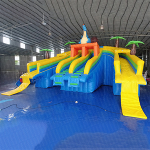 Toboggan aquatique gonflable commercial en PVC pour l'extérieur avec parcours d'obstacles, toboggan aquatique gonflable, parcours d'obstacles gonflable jungle - Product Image 1