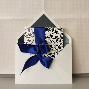 2025 New arrivals trống dập nổi thiệp chúc mừng và đơn giản phong bì với màu đen lót sang trọng Ribbon handmade thẻ giấy - Product Image 4