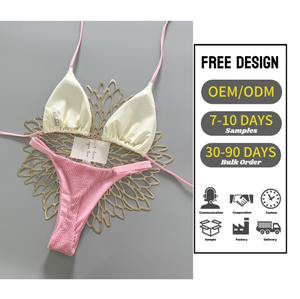 Nuevo Bikini a Rayas de Color Contrastante con Tirantes Ajustables - Traje de Baño Juvenil con <span class=keywords><strong>Tanga</strong></span> Erótica para un Look Vacacional - Product Image 1