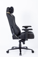Chaise de bureau de jeu ergonomique de luxe en cuir noir et or, inclinable, avec accoudoirs 4D, hauteur réglable, rotation à 360 degrés