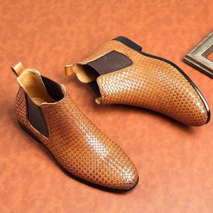 Botas de Tobillo para Hombre, Primavera-Otoño, Parte Superior de Cuero Genuino con Estampado de Leopardo, Suela de Goma, Impermeables, para Trabajo - Product Image 5