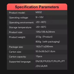 Nouvel arrivage Outils de voiture OBDII automobile de haute qualité M302 Outil de diagnostic OBD2 portable <span class=keywords><strong>Grand</strong></span> écran couleur ELM327 - Product Image 3