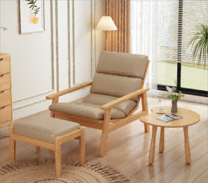 Modern Scandinavian <b>Reclining</b> Lounge <b>Chair</b> With Ottoman PU Leather Upholstery Wood Frame Living Room Furniture - Product Image 4