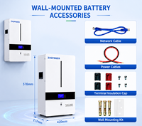 Batterie LiFePO4 murale 51,2 V 100 Ah 5,12 kWh avec BMS intelligent, RS485, CAN, WiFi, Bluetooth, 6000 cycles, pour stockage solaire résidentiel