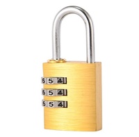 Cadenas à combinaison en laiton 25 mm à 3 chiffres, antirouille, pour bagages et armoires, logo OEM disponible