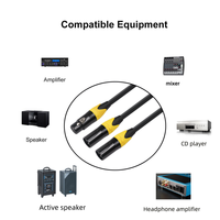 Câble répartiteur en Y en PVC de 1 m, 1 femelle XLR 3 broches vers 2 mâles XLR 3 broches, câble répartiteur équilibré pour amplificateur, mixeur, lecteur CD