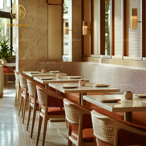 Ensemble de meubles de café et de restaurant moderne, table et chaise <span class=keywords><strong>en</strong></span> pierre frittée carrée, canapé, banquette - Product Image 4