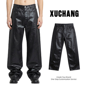 XUCHANG OEM, logo personnalisé, fabricant de haute qualité, streetwear, <span class=keywords><strong>jeans</strong></span> en denim 100% coton ciré et lavé, design de créateur, pour hommes - Product Image 1