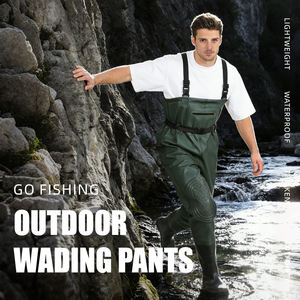 กางเกงตกปลากันน้ํากางเกงผ้าโพลีเอสเตอร์ระบายอากาศ PVC คุณภาพสูงที่กําหนดเองขายตรงจากผู้ผลิตที่เป็นกลาง - Product Image 2