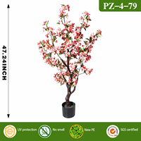 Pohon Bunga Sakura Buatan Ruopei, Pohon Bunga Pink Palsu dalam Pot, Tanaman Sutra Imitasi untuk Dekorasi Rumah, Pernikahan, dan Pesta