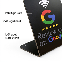 Support de carte NFC pour avis clients en forme de L, en PVC, sans contact, pour table, certifié ISO14443A CE RoHS, modèle NTAG215