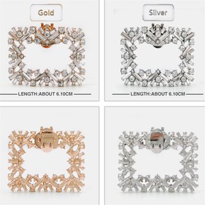 Fábrica al por mayor DIY decoración oro plata metal color aleación con Bling rhinestone rectángulo zapato clips <span class=keywords><strong>hardware</strong></span> - Product Image 2