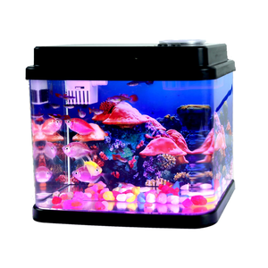 Aquarium en plastique coloré de qualité export, vente en gros, avec éclairage LED coloré et câble USB. - Product Image 1