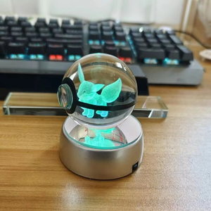 Guangzhou Wholesale Lovely Poke Mon Crystal Ball Custom 3d logo Poke Mon Design with LED Base