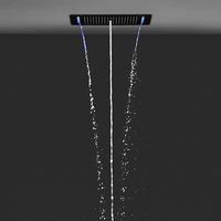 Accessoires de salle de bain noir plafond 4 fonctions robinet de douche led grand pommeau de douche cascade de pluie intelligent