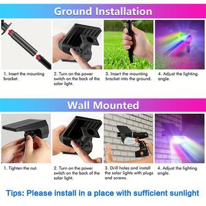 ไฟสวนพลังงานแสงอาทิตย์ IP65 กันน้ำไร้สาย LED สปอตไลท์ตกแต่งภายนอกอาคาร 2W แบตเตอรี่ลิเธียมแบบชาร์จไฟได้ 15 ม. - Product Image 5
